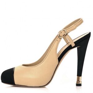 EUC Chanel Grosgrain Cap Toe Slingback Heel size 40